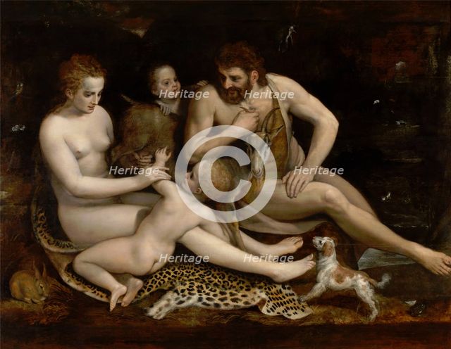 Adam and Eve with their children, c1550. Creator: Frans Floris.