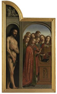 Adam and Singing Angels, c1430s. Creator: Jan van Eyck