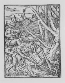 Adam digging, from The Dance of Death, ca. 1526, published 1538. Creator: Hans Lützelburger
