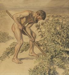 Adam drawing up Thistles, 1903. Creator: Joakim Skovgaard