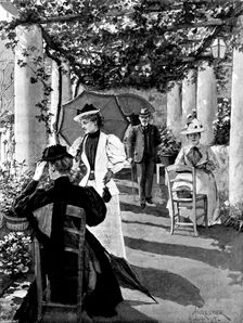 Adam Johnstone's Son:...Clare and her mother had established themselves...on the terrace..., 1895. Creator: George Meisenbach
