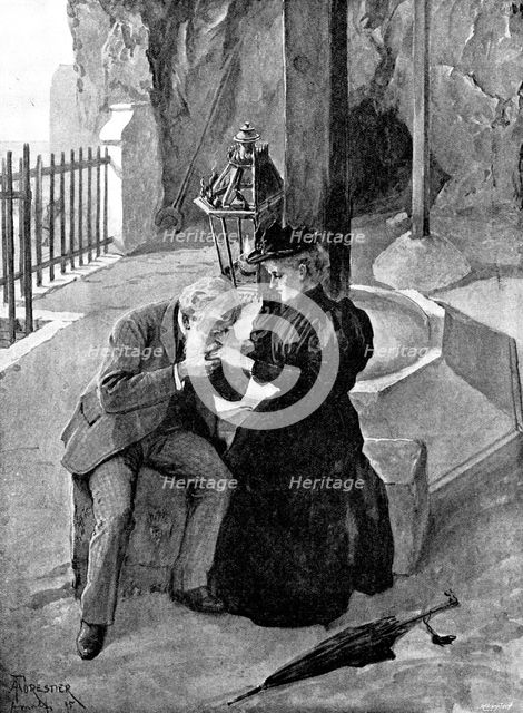 Adam Johnstone's Son: He caught the two hands in his...and he kissed the hands twice, 1895. Creator: George Meisenbach.