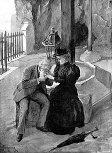 Adam Johnstone's Son: He caught the two hands in his...and he kissed the hands twice, 1895. Creator: George Meisenbach