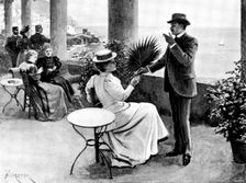 Adam Johnstone's Son: "Thank you - dear," she said as he gave her the fan, 1895. Creator: George Meisenbach