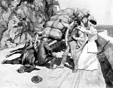 Adam Johnstone's Son: She...threw her arms round the drunken man's neck...and dragged him..., 1895. Creator: George Meisenbach