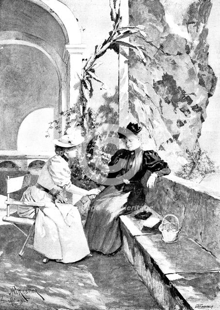 Adam Johnstone's Son: She...leaned forward...gazing into her face with a look of anxiety, 1895. Creator: George Meisenbach.