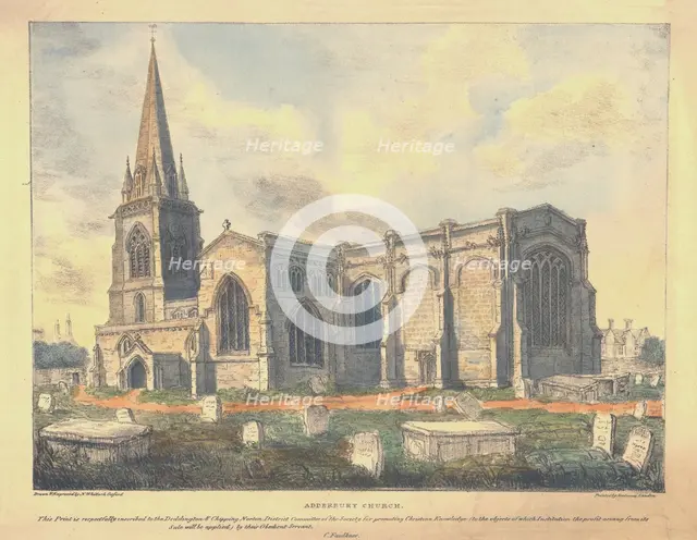 'Adderbury Church', c1830. Creator: Nathaniel Whittock.