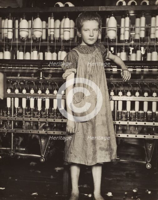 Addie Card, 12 years old. Spinner in cotton mill, North Pownal, Vermont, 1910. Creator: Lewis Wickes Hine.