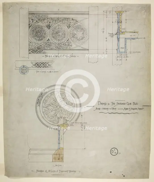 Addition and Alterations, Standard Club , Chicago, Illinois, Details, 1892. Creator: Adler & Sullivan.