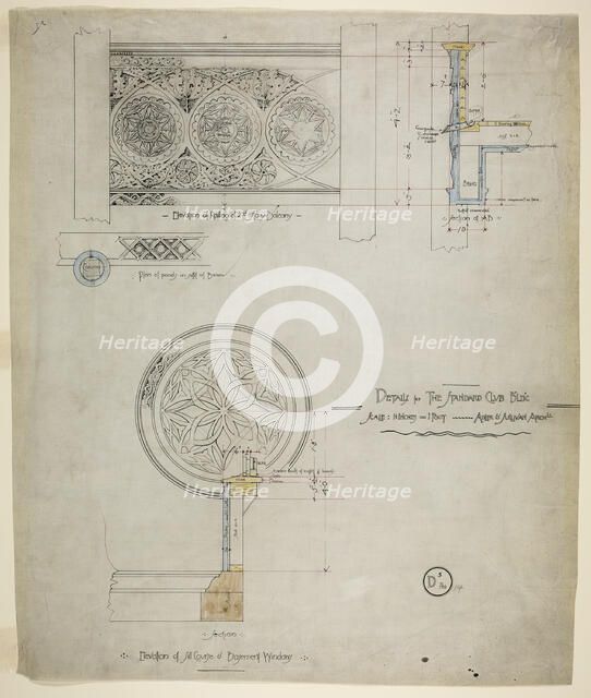 Addition and Alterations, Standard Club , Chicago, Illinois, Details, 1892. Creator: Adler & Sullivan.