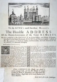 Address to the King of England from the deputy lieutenants of Tower Hamlets, c1760. Artist: Anon