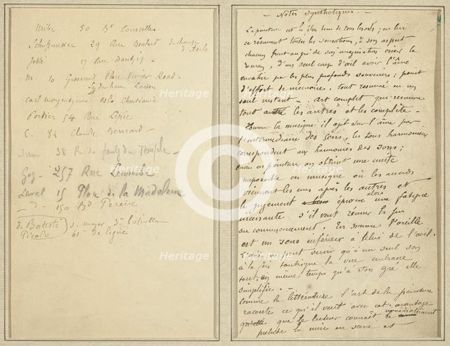 Address List; Manuscript Page [recto], 1884-1888. Creator: Paul Gauguin.