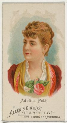 Adelina Patti, from World's Beauties, Series 1 (N26) for Allen & Ginter Cigarettes, 1888., 1888. Creator: Allen & Ginter