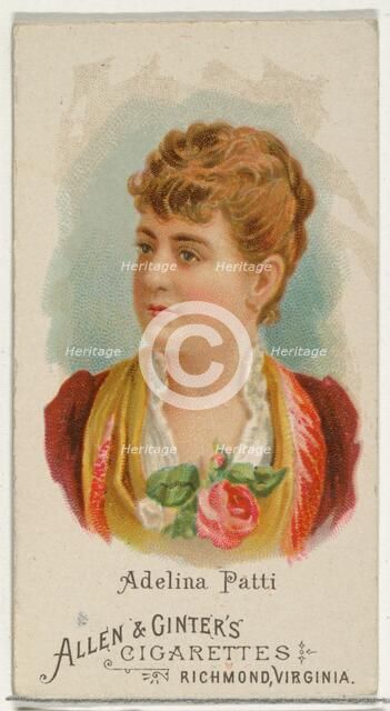 Adelina Patti, from World's Beauties, Series 1 (N26) for Allen & Ginter Cigarettes, 1888., 1888. Creator: Allen & Ginter.