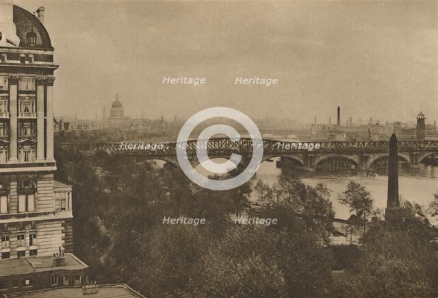 'Adelphi Terrace Overlooks The River Eastward from the Hotel Cecil to the Tower Bridge', c1935. Creator: Donald McLeish.