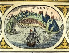 Aden, colored engraving from the book Le Theatre du monde or Nouvel Atlas 1645, created, pri…
