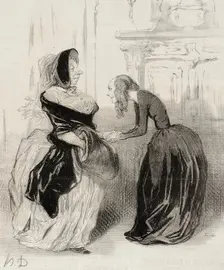 Adieu, ma chère Flora...ne manquez pas.., 1844. Creator: Honore Daumier