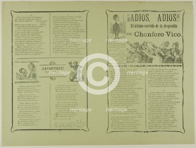 ¡Adiós, adiós! El último corrido de la despedida de Chonforo Vico (Goodbye, Goodbye!..., n.d. Creator: José Guadalupe Posada.