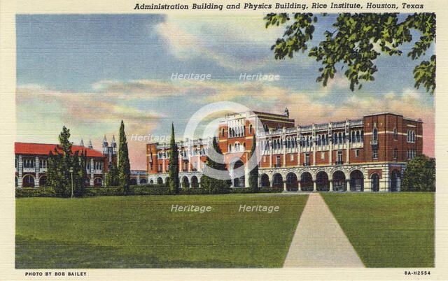 Administration Building and Physics Building, Rice Institute, Houston, Texas, USA, 1938. Artist: Unknown