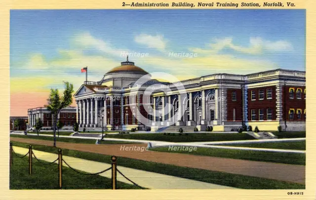 Administration Building, Naval Training Station, Norfolk, Virginia, USA, 1940. Artist: Unknown