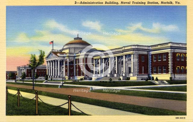 Administration Building, Naval Training Station, Norfolk, Virginia, USA, 1940. Artist: Unknown