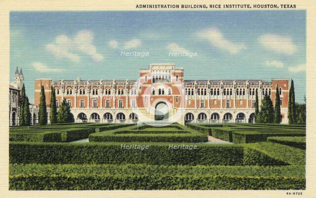 Administration Building, Rice Institute, Houston, Texas, USA, 1936. Artist: Unknown