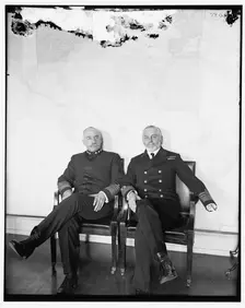 Admiral William Shepherd Benson, left, with member of British Royal Navy, between 1910 and 1920. Creator: Harris & Ewing