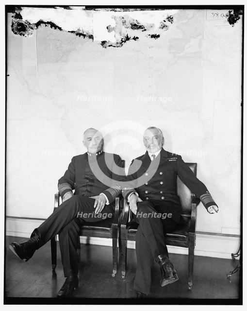 Admiral William Shepherd Benson, left, with member of British Royal Navy, between 1910 and 1920. Creator: Harris & Ewing.