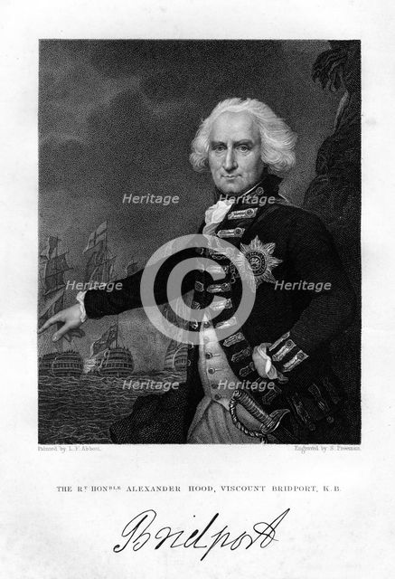 Admiral Alexander Hood (1726-1814), 1st Viscount Bridport, 1837.Artist: S Freeman