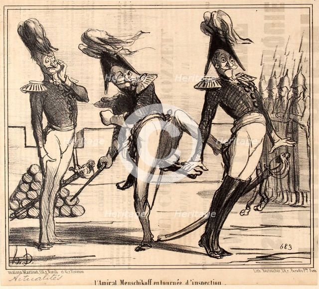 Admiral Alexander Sergeyevich Menshikov on inspection tour, 1854. Creator: Daumier, Honoré (1808-1879).