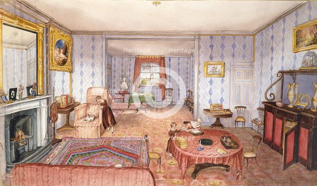 Admiral Bosanquet's Drawing Room at Clay Hill, Enfield, 1843. Artist: Charlotte Elizabeth Ives Bosanquet.