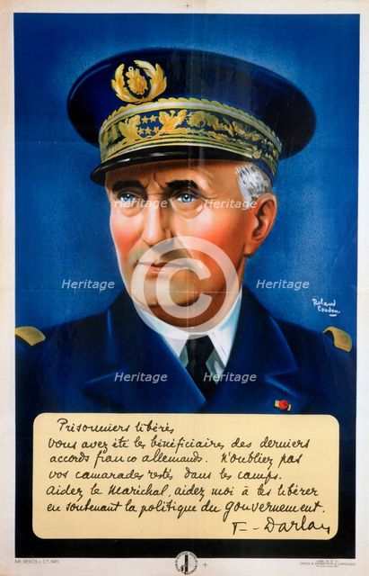 Admiral Darlan, Vichy French propaganda poster, c1940-1942. Artist: Roland Coudon