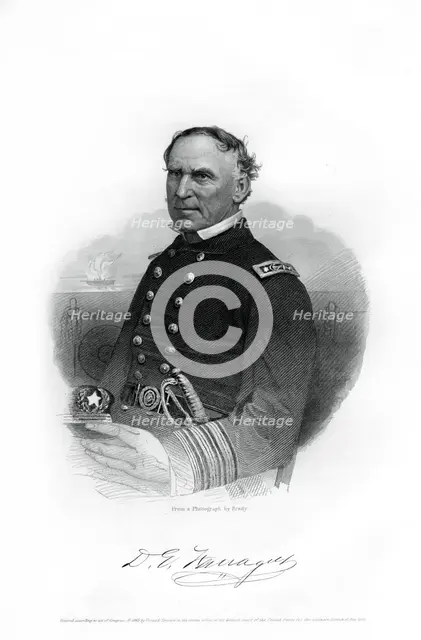Admiral David Farragut, US Navy officer in the American Civil War, 1862-1867. Artist: Unknown