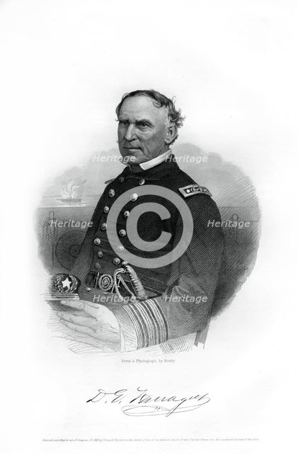 Admiral David Farragut, US Navy officer in the American Civil War, 1862-1867. Artist: Unknown