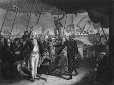 Admiral de Winter resigning his sword on board the Venerable 11 October 1797 (c1857).Artist: H Lemon