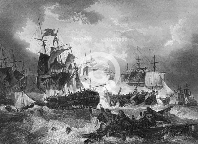 Admiral Duncan's victory over the Dutch fleet, North Sea, 11 October 1797, (c1857). Artist: J Rogers