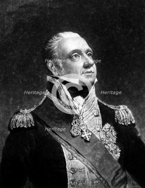 Admiral Edward Pellew (1757-1833), 1st Viscount Exmouth, 1837.Artist: C Turner