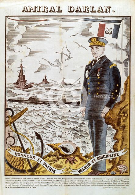Admiral Francois Darlan, Commander of the French Navy, 1940. Artist: Pierre Falke