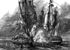 Admiral George Anson in the Centurion taking a Spanish galleon off the Philippines, 1743