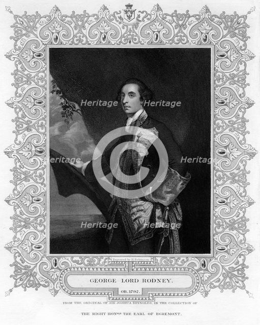 Admiral George Brydges Rodney (1719-1792), 1st Baron Rodney, 19th century.Artist: H Robinson