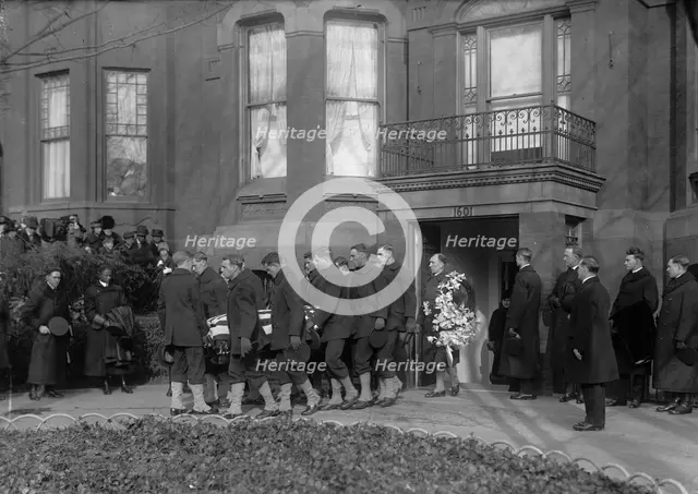 Admiral George Dewey, U.S.N. - Coffin Leaving House, 1917. Creator: Harris & Ewing.