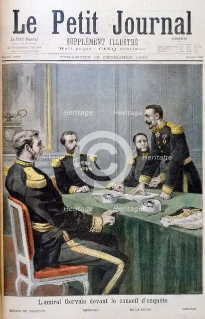 Admiral Gervais in front of the investigation board, 1895. Creator: F Meaulle.