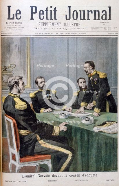 Admiral Gervais in front of the investigation board, 1895. Creator: F Meaulle.