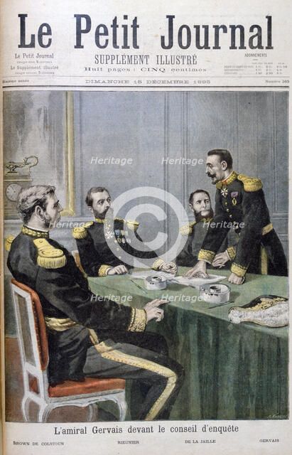 Admiral Gervais in front of the investigation board, 1895. Creator: F Meaulle.