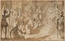 Admiral Inghirami Presenting Berber Prisoners to Ferdinand I of Tuscany, between 1615 and 1620. Creator: Jacques Callot