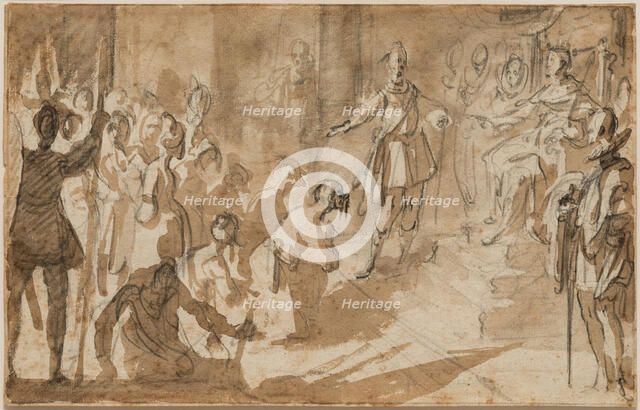 Admiral Inghirami Presenting Berber Prisoners to Ferdinand I of Tuscany, between 1615 and 1620. Creator: Jacques Callot.