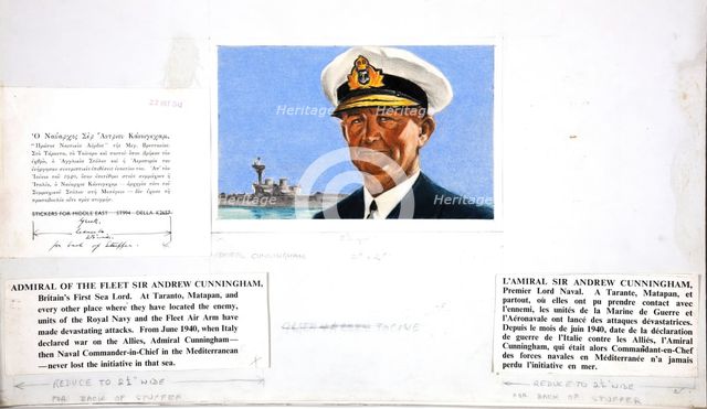 Admiral of the Fleet Sir Andrew Cunningham, Britain's First Sea Lord, 1943.  Creators: Central Office of Information, Unknown.