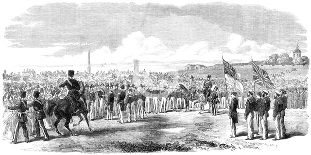 Admiral Sir Michael Seymour presenting the Victoria Cross, on Southsea Common..., 1865. Creator: Unknown.