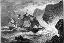 Admiral Somers runs his ship ashore, Bermuda, 1609 (c1880)