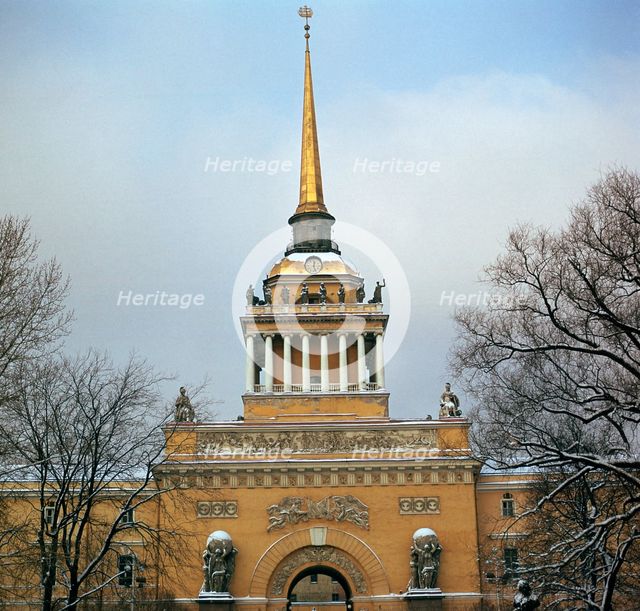 Admiralty building in St Petersburg, 19th century. Artist: Andreyan Zakharov